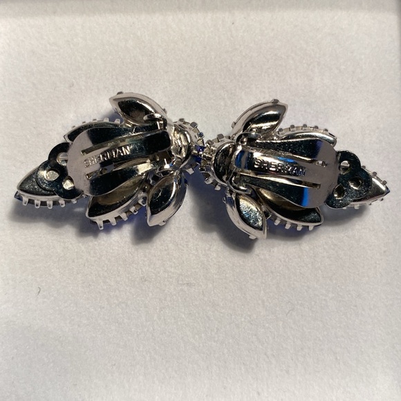 Stunning Sherman Clip On Assorted peacock Blue Earrings - Picture 4 of 8